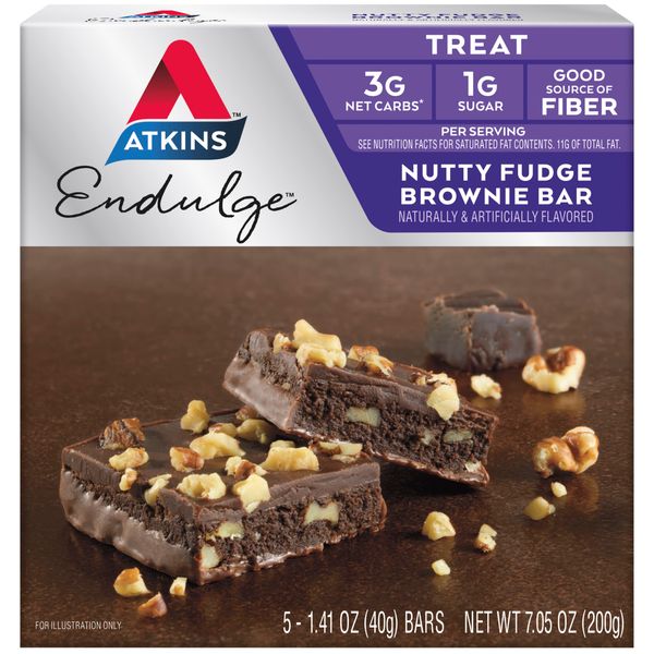 Atkins Endalge Nutty Fudge Brownie 5 Bar 1 41 oz 40 g per Bar