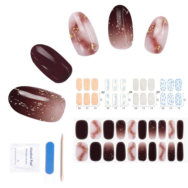 BIBII Gel Nail Seal, Curing Type, 24 Pieces, Just Stick Nail Parts, Gel Nail Design, Latest Winter Cherry Blossom Nail Seal, Petals, Nail Seal, Japanese Pattern, Gel Nail Marble Nail, French Nail