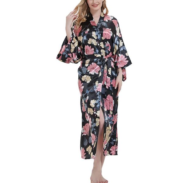 Ladies Kimono Dressing Gowns Floral Kimono Robe Printed Cardigan for Women Wedding Bonding Party Pyjamas