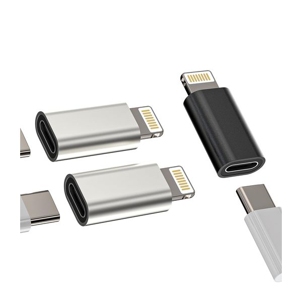 Apple Charger Converter Adapter (Set of 3) USB C Female to Lightning Male Adapter Compatible with Apple MFI Certified Type C Plug Connector Type C Adaputa Lightning Smartphone Charger Thunderbolt 4