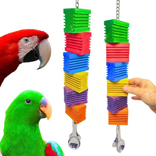 Bonka Bird Toys 3474 Huge Chewy Nicks 24" Tall Wood and Metal Bird Toy for Large and Extra Large Birds Like Macaws Cockatoos African Greys