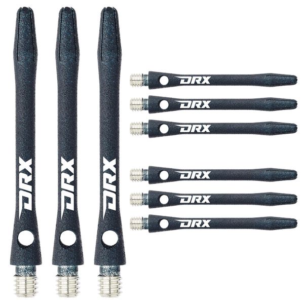 RED DRAGON DRX Coated Aluminium Medium Black Logo Dart Stems (Shafts) - 2 sets per pack (6 Stems in total)