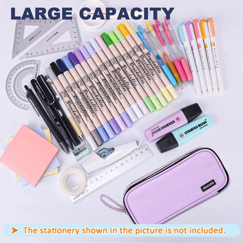 COLOCASTLE Pencil Case Large with 3 Compartments Pencil Case Girls Boys Teenager Pencil Case for School Office, purple, School bag