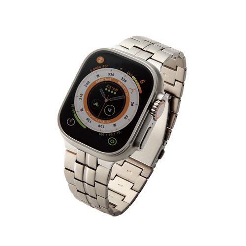 Elecom AW-49BDTITSV Apple Watch Band, 1.9 inches (49 mm), 1.8 inches (45 mm), 1.7 inches (44 mm), 1.7 inches (42 mm) / Ultra SE2 SE 8 7 6 5 4 3 2 1 Titanium Stainless Steel Metal Tri-fold Push Type