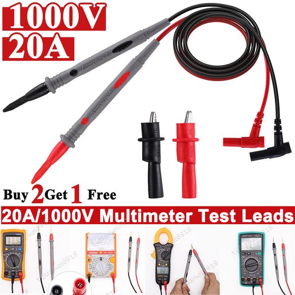 1 Pair Test Lead Probe cable for Digital Multimeter Fluke CAT III 1000V 20A 0.8M