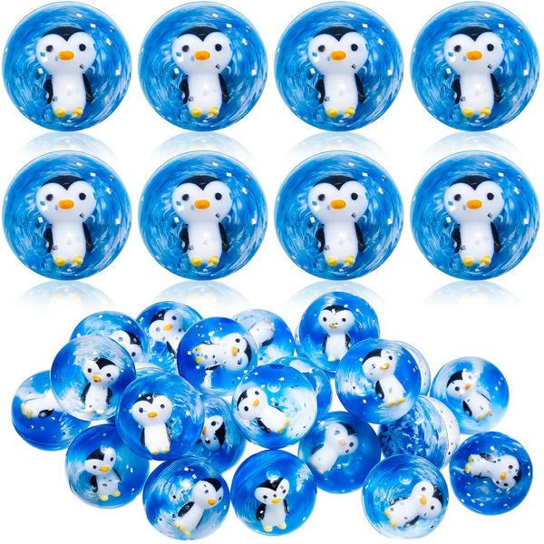 Syhood 24 Pcs Penguin Bouncy Ball Sea Creature Bounce Balls Sea Fish Party Favors Bouncing Penguin Toy Game Indoor Silicone Bouncing Ball Bulk 45 mm Gift for Christmas (Penguin)