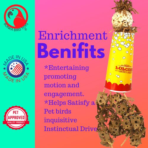 Bonka Bird Toys 2322 Popcorn Crumble Medium Large Bird Toy Popcorn Paper Cardboard Rope Sola Atta Forage Chew Amazons Conure African Greys and Other Similar Birds