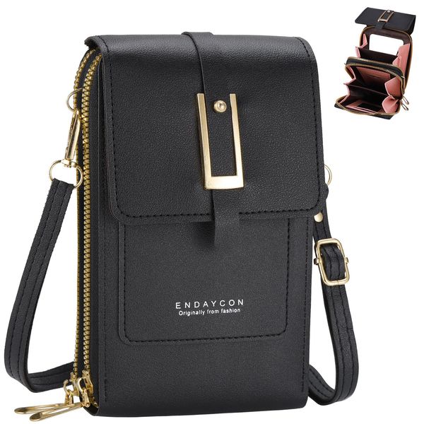 Fentar Handytasche zum Umhängen Damen, PU Leder Handy Umhängetasche, Handytasche mit Geldbörse Kartenfächer, Kleine Tasche, Touchscreen Handy Portemonnaie Tasche, Mode Handy Tasche Crossbody Bag