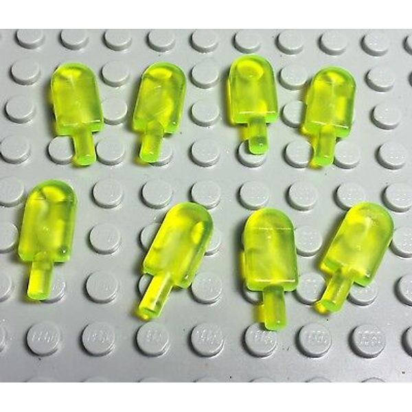 Lego 8 Pieces Trans-neon Green Popsicle Ice Cream Bar / City Mini Figure Foods