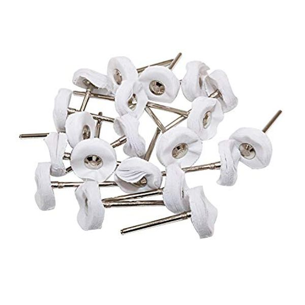 NIUPIKA Little Buffer Wheels Buffing and Polishing Wheel for Rotary Drill Tools White,3mm Mandrel 20 Pieces