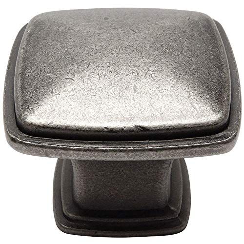 Cosmas 10 Pack 4391WN Weathered Nickel Modern Cabinet Hardware Knob - 1-1/4" Inch Square