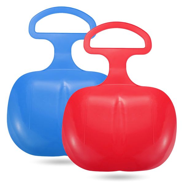 2er Bob Schlitten Set - blau & rot - zum Porutschen & Schlittenfahren für Kinder Poporutscher Po-Rutscher