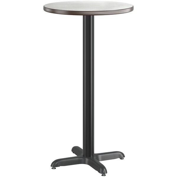 24" Round White Birch Laminate Table Top With Base - Bar Height Restaurant Table