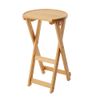 Belle Maison Natural High Stool, Wooden Side Table, Folding Table