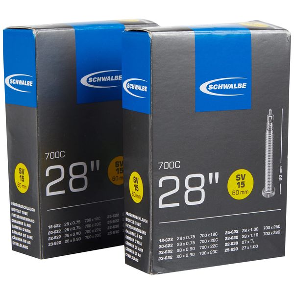 Schwalbe SV15 SV 15 Bicycle Tube 60 mm 700 x 18-28 C B067 Extra Long Pack of 2