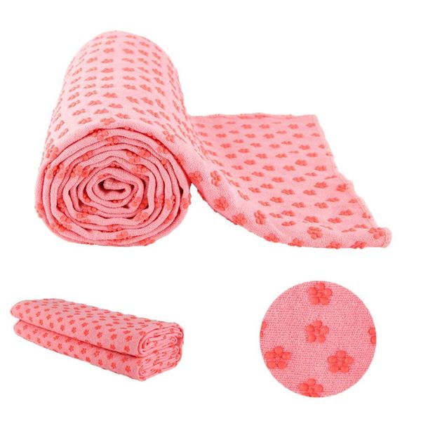 MaxYoga Handtuch zum Yoga - Yoga Mat Towel - Rutschfest mit Gummigriffspitzen. 61 cm x 183 cm. Ideal um Hot Yoga zu praktizieren. (Rose)