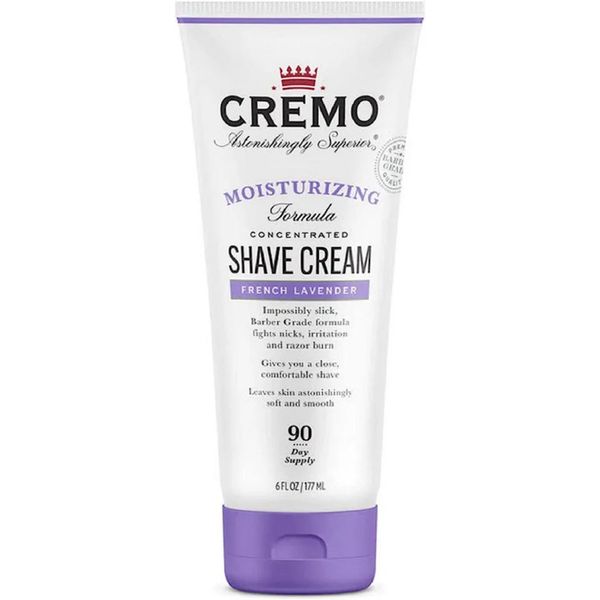 American luxury shaving cream Cremo lavender scented shaving cream