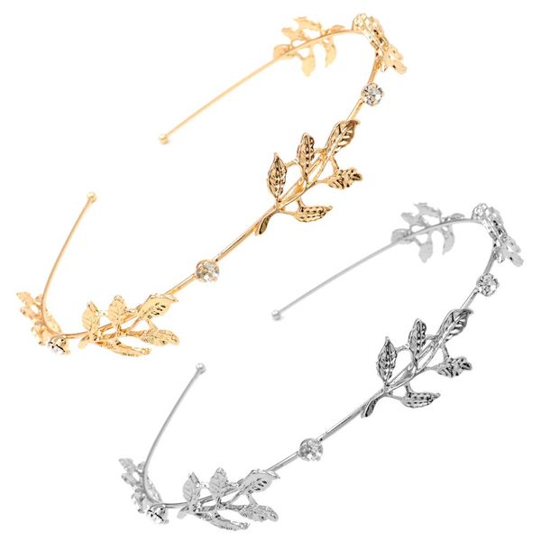 NODG 2 Pieces Leaf Tiaras for Women Silver-Leaf Headbands Crystal Gold Tiaras for Women Bridal Headpiece Wedding Headbands Hair Accessories Jewelry Tiaras and Crowns for Women