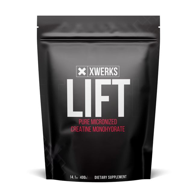 Xwerks Micronized Creatine Monohydrate Powder - 80 Servings - 100% Pure Natural 5000mg Formula Creatine - Highly Soluble Supplements for Power Strength Muscle Growth and Repair - Unflavored - Lift