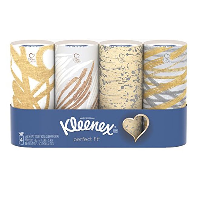 Kleenex Perfect Fit Facial Tissues, Car Tissues, 12 Canisters, 50 Tissues