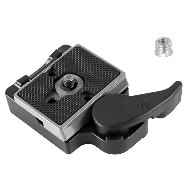 FAEFTY Schnellwechselplatte Klemme 1/4" Schraube für Manfrotto 200PL-14, Quick Release Plate Schnellwechselsystem mit 1/4"-3/8" Schraube Adapter für Kamera Stativ Kugelkopf