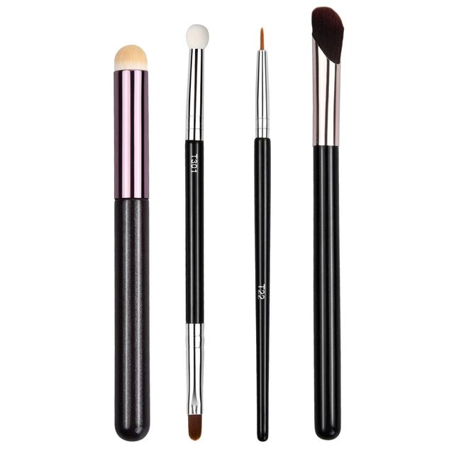 4 Pieces Concealer Brush Set, Foundation Eyeliner Blending Contour Brush, Eyeshadow Rouge Makeup Brush, Synthetic Wood Handle Beauty Tools for Powder Cream Highlighter Contouring