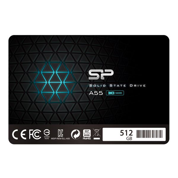 Silicon Power SSD 512GB 3D NAND A55 SLC Cache Performance Boost 2.5 inch SATA III 7mm (0.28") Internal Solid State Drive