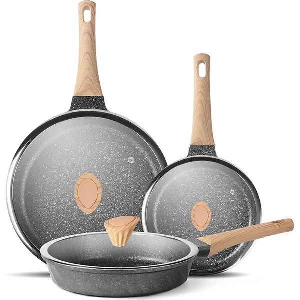 Nonstick Frying Pan Set, Stone Skillet Set, Omelette Pan Cookware Set, Induction