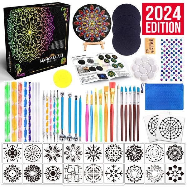 Insnug Mandala Dotting Tools Painting Kit - Rock Dot Paint Stencils Tool Set Art Craft Supplies Kits Tray Brush Zipper Pen for Nail Stone Mandala Arts Drawing Home Decor Activity | Mothers Day Gift