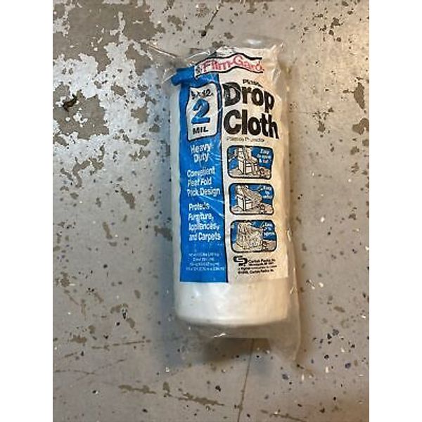 Film Guard Drop Cloth Plastic 9x12 2Mil heavy duty. New. Sealed.    (C)