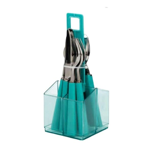 Flamefield Cutlery Set in Holder Aqua 16Pcs