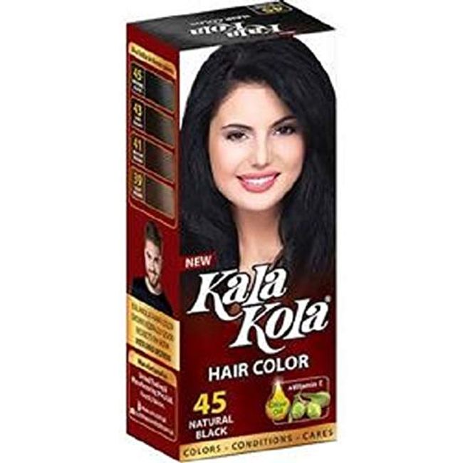 Kala Kola Hair Colour-Natural Black-45 with Olive Oil +Vitaman E x 2 Bottles