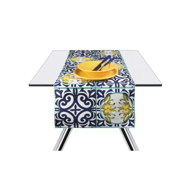 Excelsa Table Runners, Cotton, Yellow and Blue, 45 x 140 cm