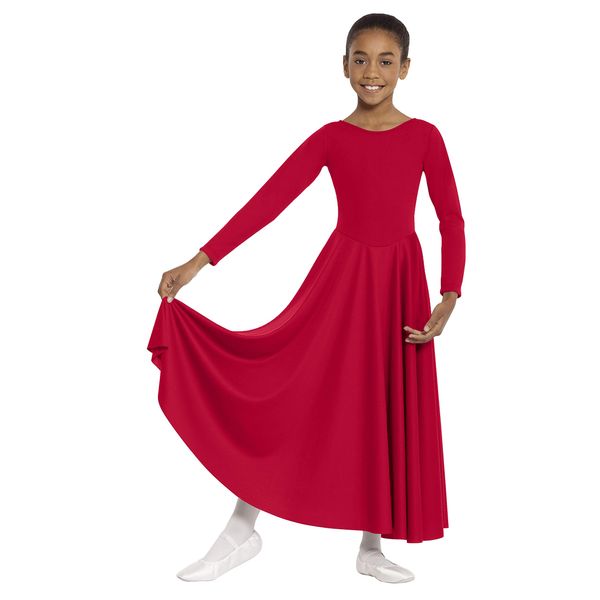 Child Dance Dress #13524c- RED/Medium