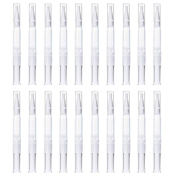 20Pcs 3 ml Transparent Twist Pens Empty Nail Oil Pen with Brush Tip Lip Gloss Brush Applicators Eyelash Growth Liquid Tube