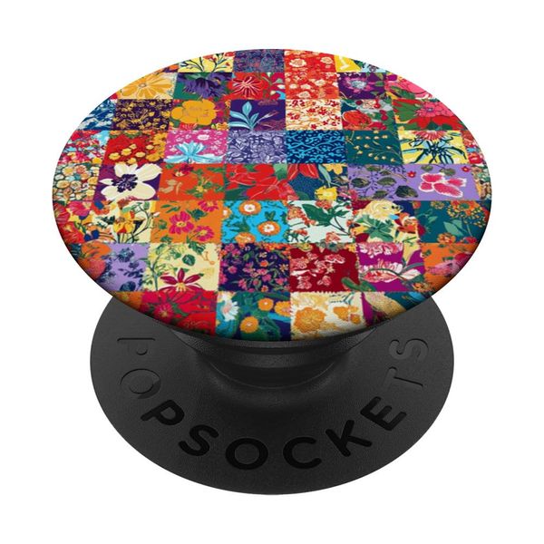 Colorful Patchwork Collage Shabby Floral Chic Pattern PopSockets Adhesive PopGrip