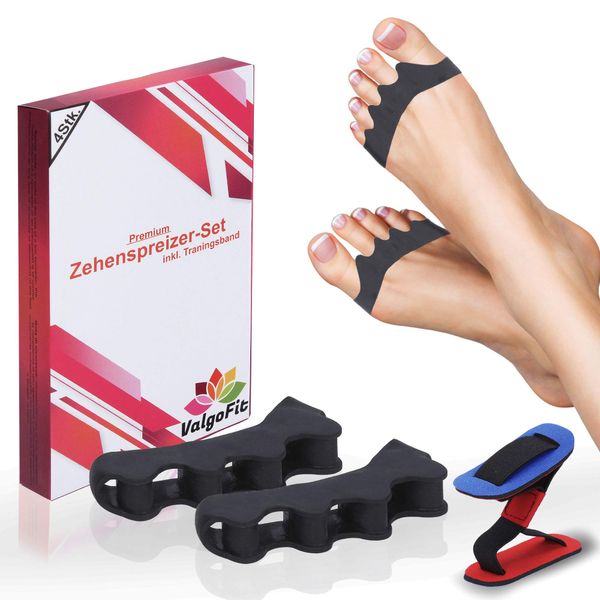 Valgofit® 4x Zehenspreizer Hallux Valgus aus Silikon – Komfortable Zehentrenner für Damen & Herren – Mit Gratis Trainingsband & eBook