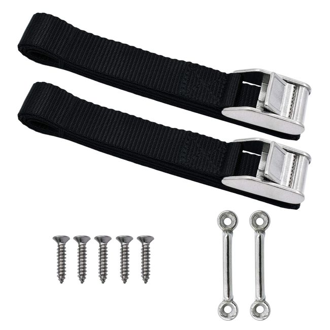 YYST Boat Cooler Tie-Down Strap Tie-Down Kit Tackle Box Tie-Down Strap kit SS 316 Cam Buckle and Deck Loop for for RVS, Boats, Trailer and Truck Beds to Keep Your Cooler Secured - No Cooler