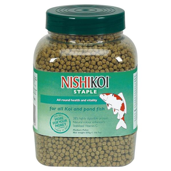 Nishikoi. Pond Staple Floating Fish Food Feed Koi Diet Health Growth Pellets (Staple Medium 650g Jar)