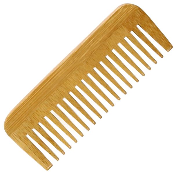 Natürlicher Bamboo Wide Tooth Comb Entwirrungskamm Antistatisches natürliches lockiges Haar für Damen und Herren