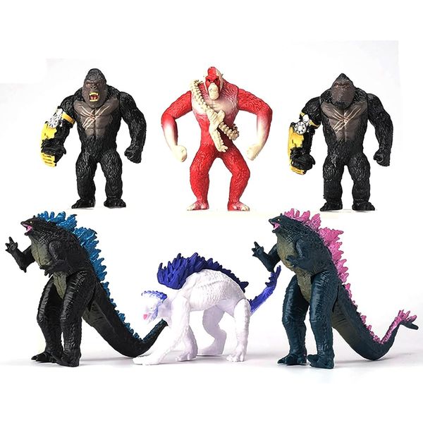 JAYKENIXO Set of 6pcs Action Figures King of The Monsters Dragon - Highly Detailed and Articulated 5" Tall Collectible Toys