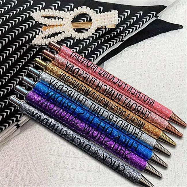 5pcs Funny Pen Set Colored Metal Ballpoint Pen Funny Quotes