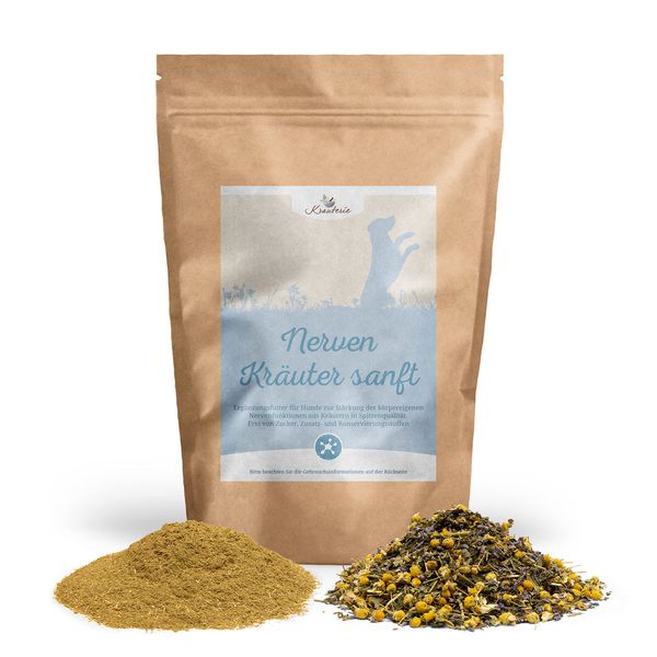 Krauterie Nerven Herbs Gentle for Dogs in Top Quality (1000 g) - Powder - Species-Appropriate Supplementary Feed for Dogs, Free from Additives, Sugar-Free, Grain-Free