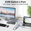 HDMI KVM Switch 1 Monitors 2 Computers 8K60Hz EDID Simulation USB3.0 KVM Switch for 2 Computers Share Dual Monitors and 4 USB Devices withRemote Control