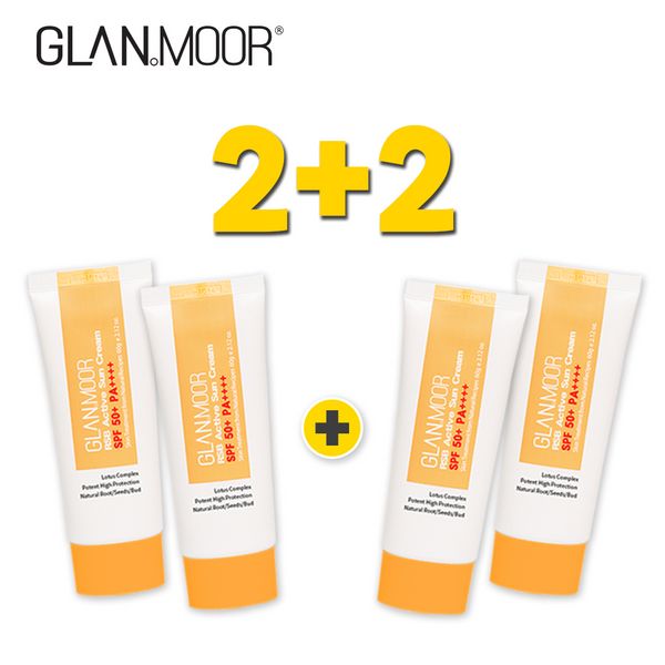 [Glanmoor] 1+1 (2ea) Lotus Extract RSB Active Sun Cream 60g SPF50+ PA++++, 2ea