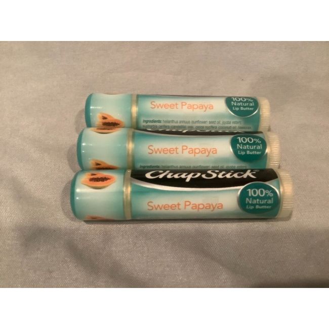 ~ 3 Tubes Sealed New Chapstick Sweet Papaya Lip Balm .15 Oz  ~