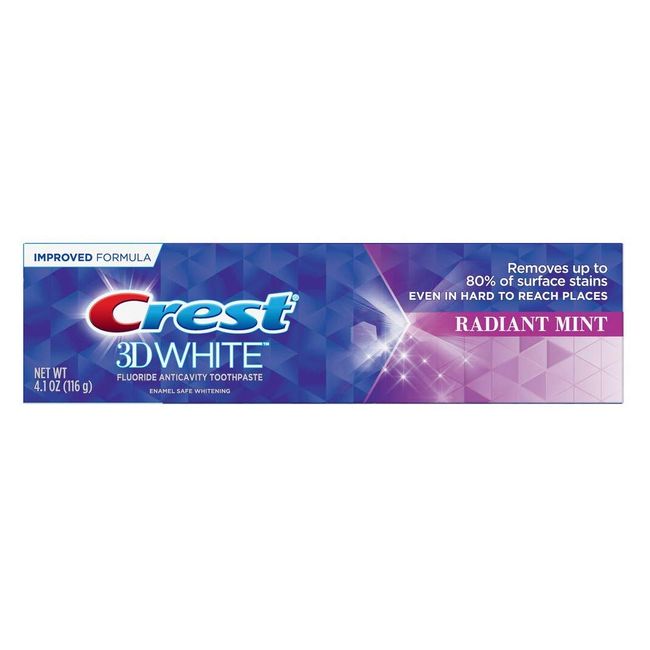 Crest 3D White Whitening Toothpaste, Radiant Mint Improved- 4.1oz (116 g)