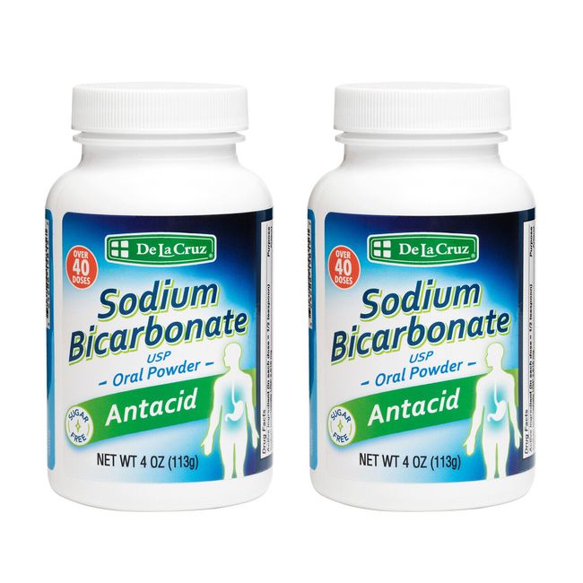 De La Cruz® Sodium Bicarbonate Powder 4 oz (2 BOTTLES)  / USP Grade  Exp 10/2025