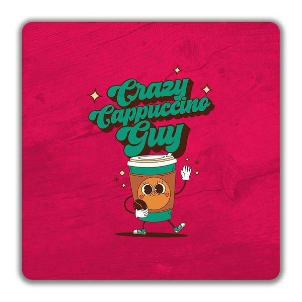 Shopagift Crazy Cappuccino Guy 2 Pack Coasters Coffee Drink - 9cm x 9cm