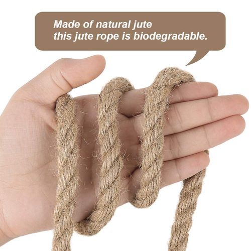 tenn well 12mm Jute Rope, 33 Feet Thick Garden Rope Jute Twine String for Cat Scratcher, Gardening, Bundling and Wall Hanging Craft Decorative (Brown)
